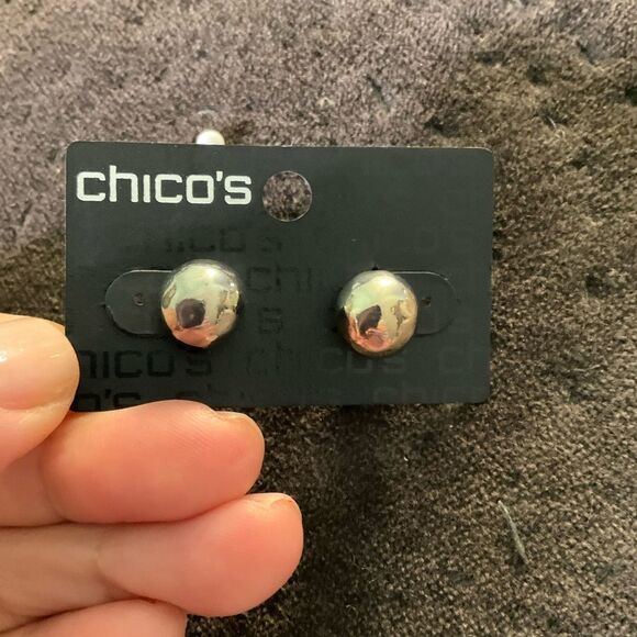 0120-Chico's Silver Stud Earrings - Picture 3 of 4